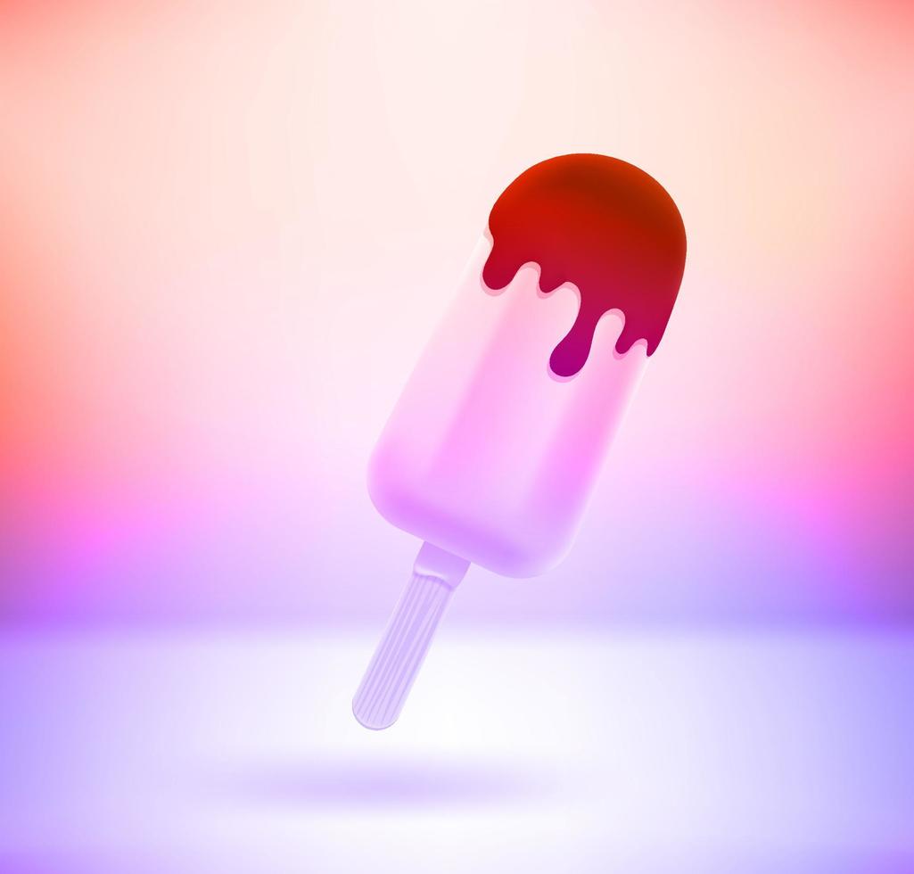 Sweet ice cream with holographic effect. 3d vector illustration