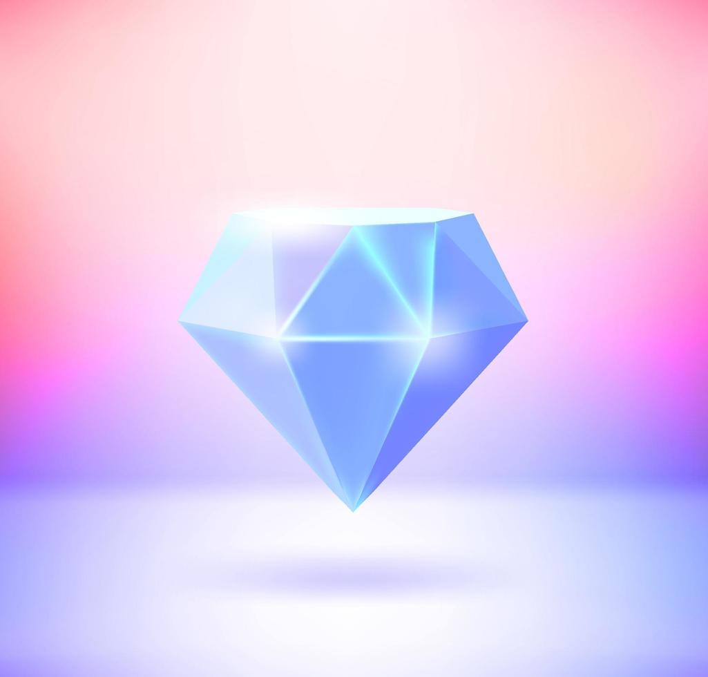 cristal con efecto holográfico. ilustración vectorial 3d vector