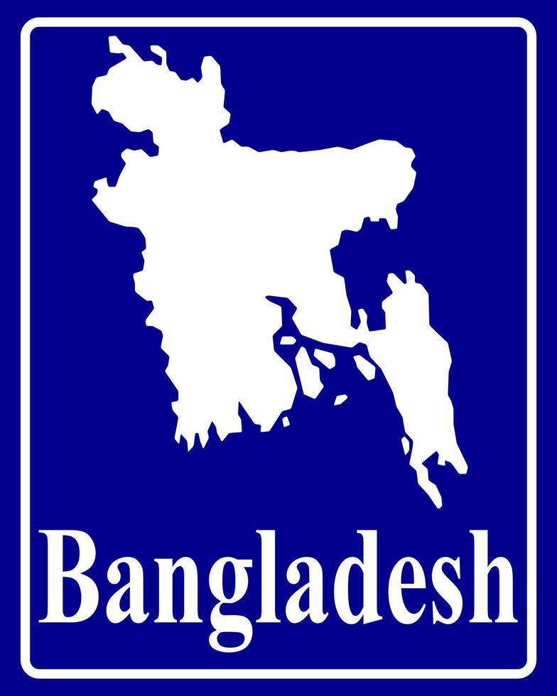 firmar como un mapa de silueta blanca de bangladesh vector