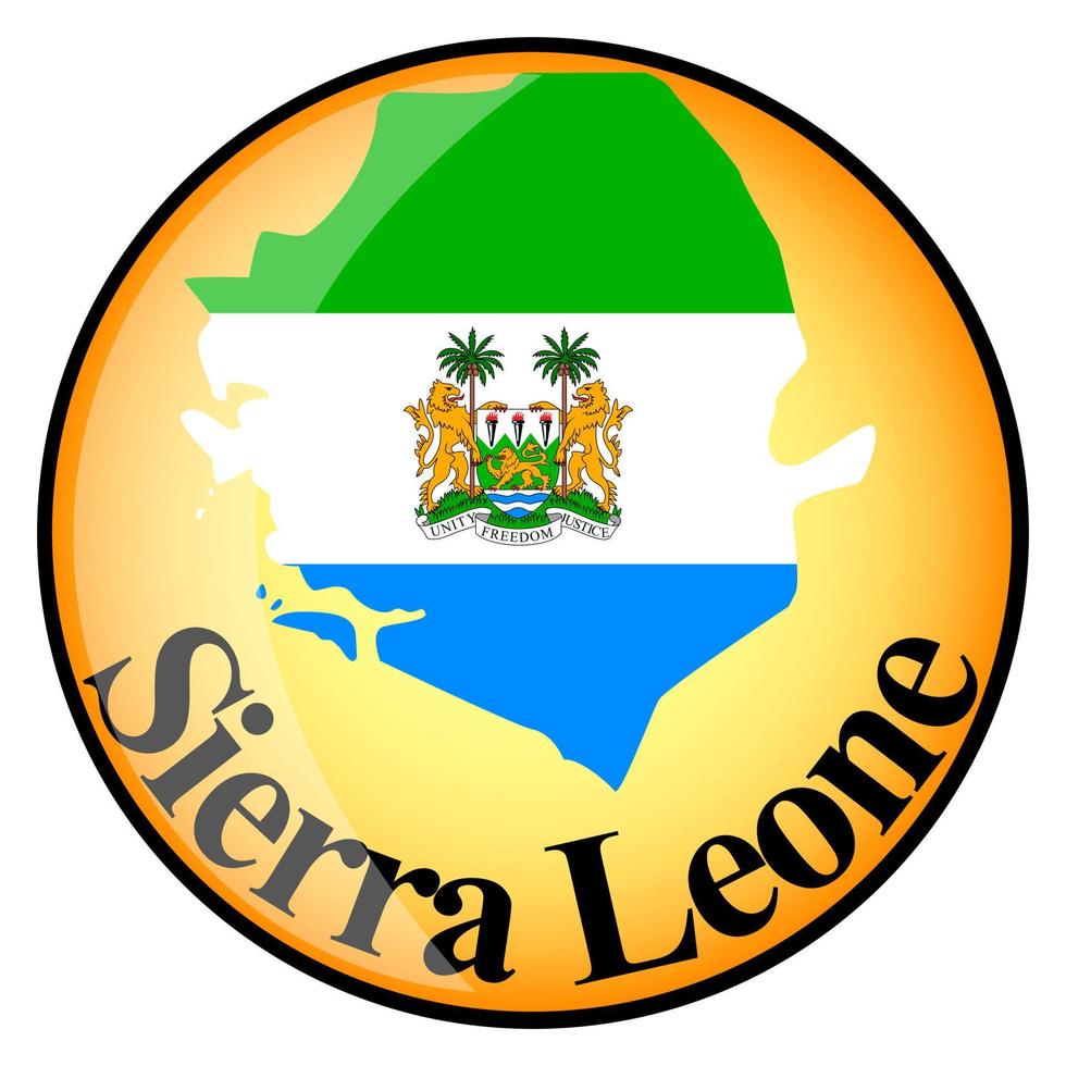 botón naranja con la imagen mapas de sierra leona vector