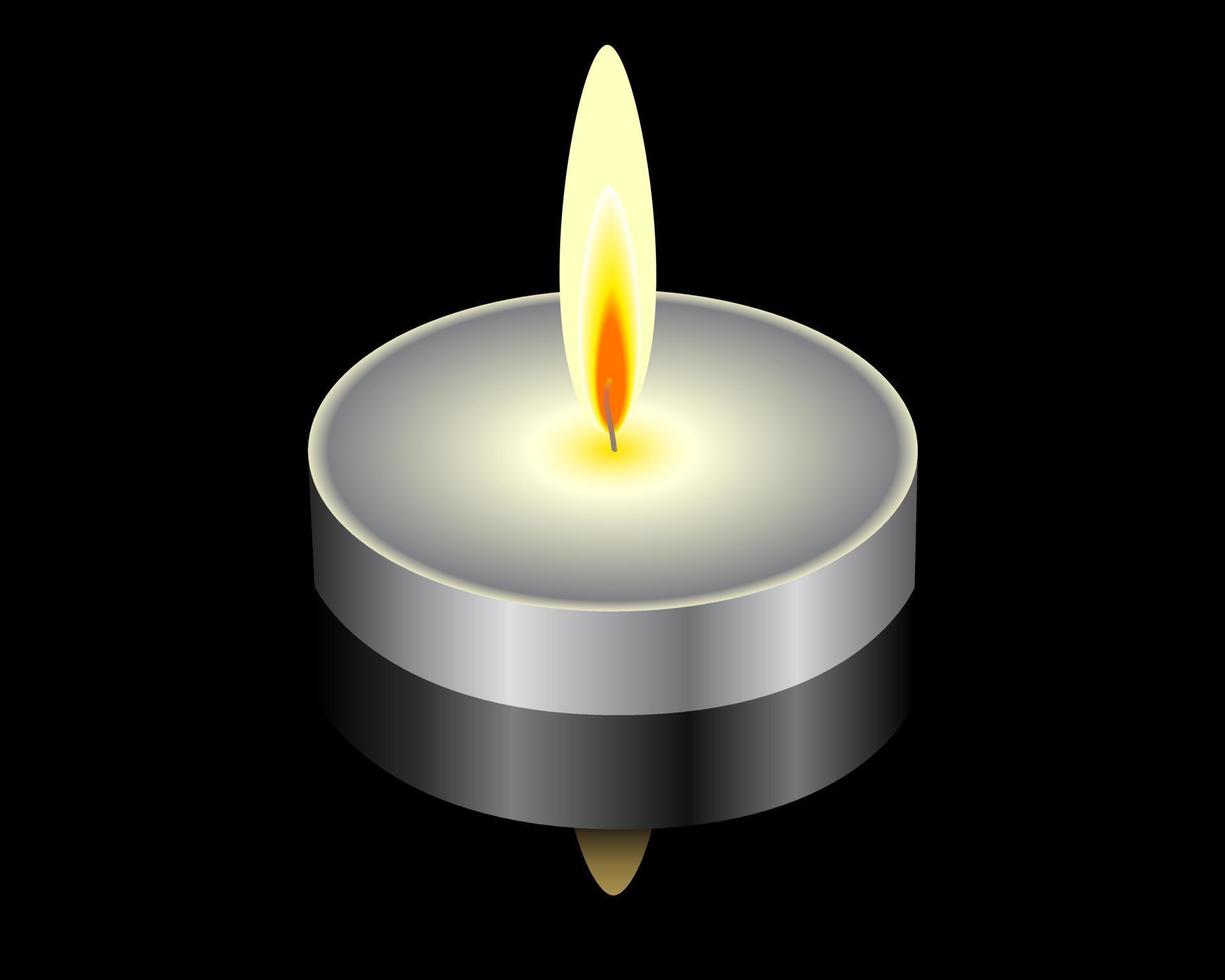 burning candle on a black background vector