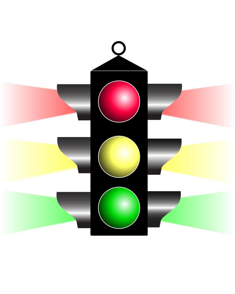 Traffic light with three colors on a white background vector