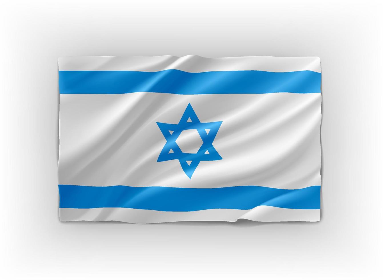 White and blue flag of Israel. 3d vector object isolated on white