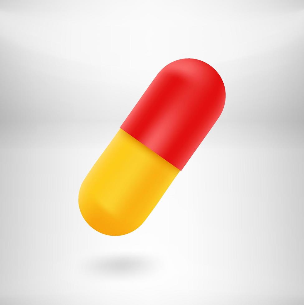 Yellow and red pill. 3d vector object