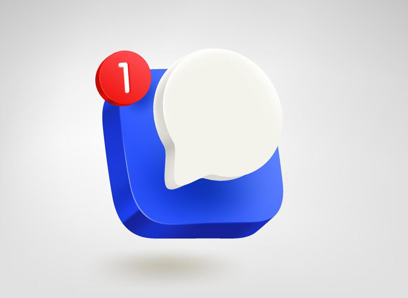 Mobile chat application concept. 3d vector mobile application icon with notification