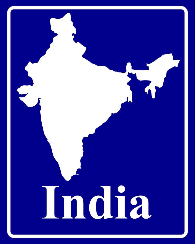 firmar como un mapa de silueta blanca de la india vector