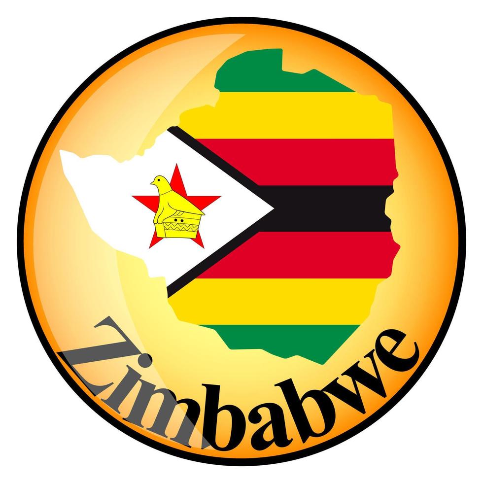 orange button with the image maps of Zimbabwe vector