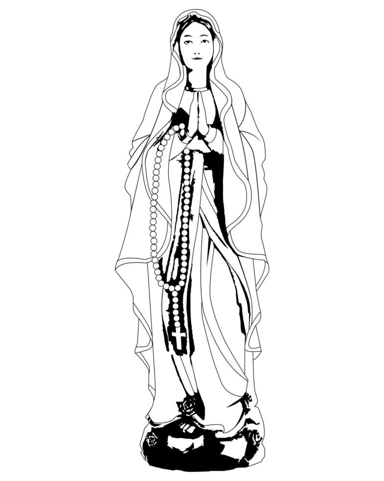 dibujo de la virgen maria rezando vector