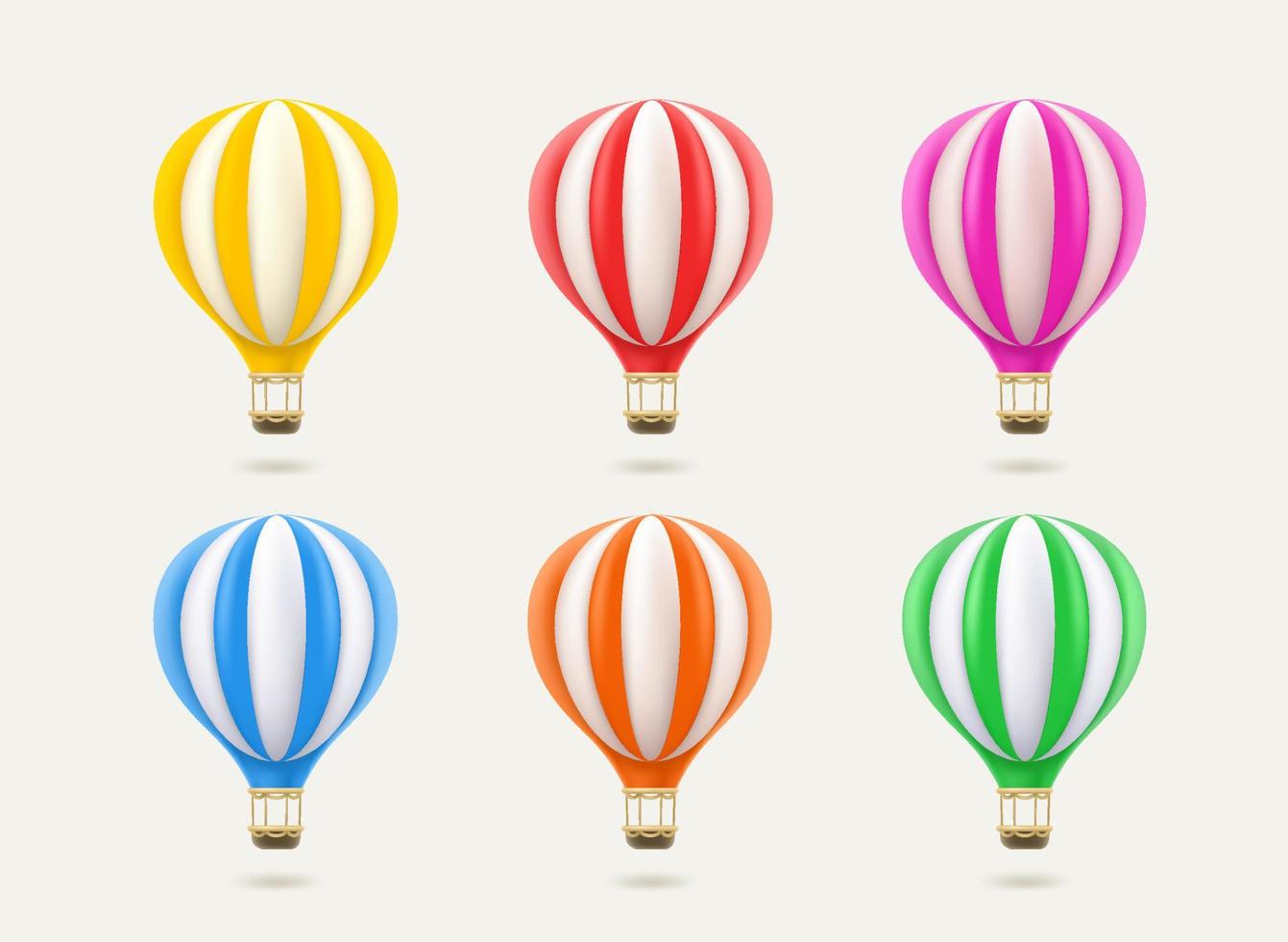Color set of air balloons isolated on white background. 3d vector illustration