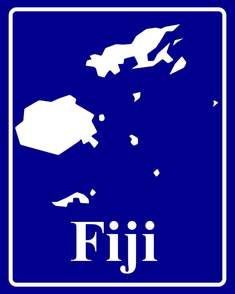 firmar como un mapa de silueta blanca de Fiji vector