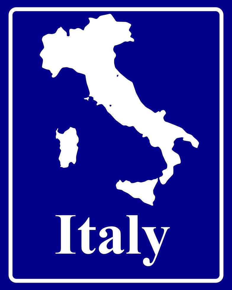 firmar como un mapa de silueta blanca de Italia vector