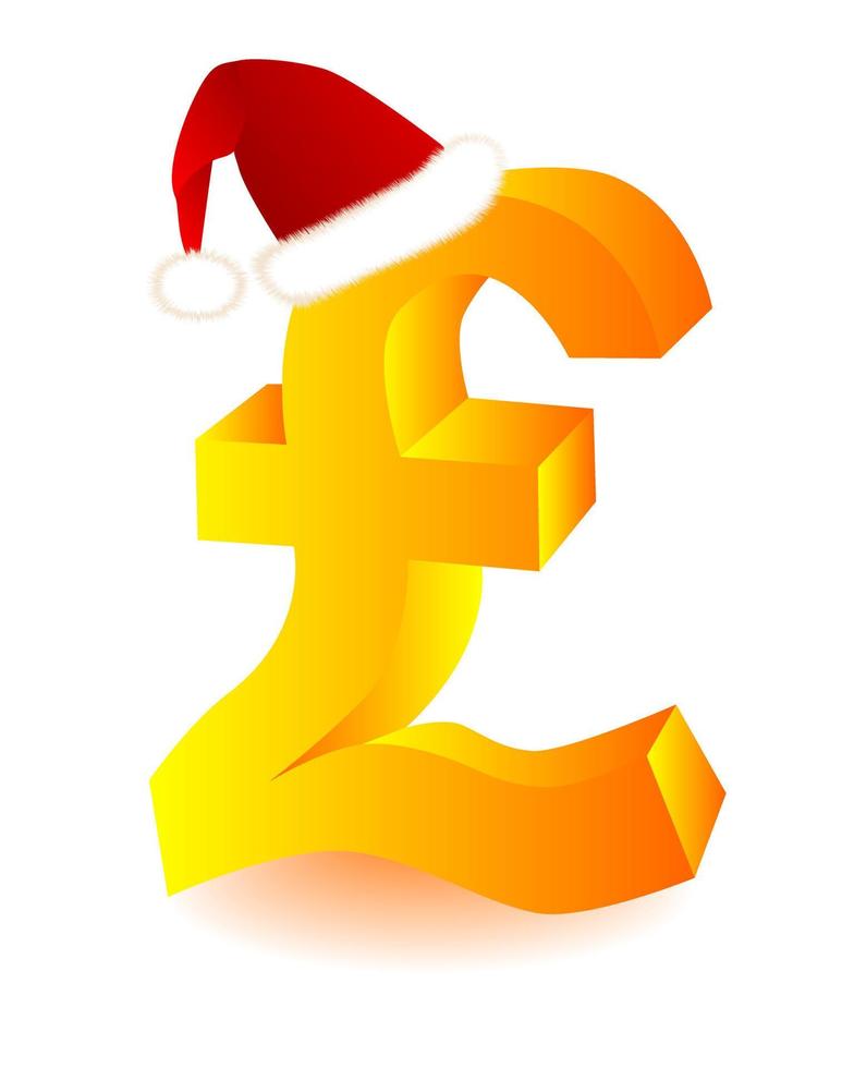 gold symbol in red cap pounds Santa vector