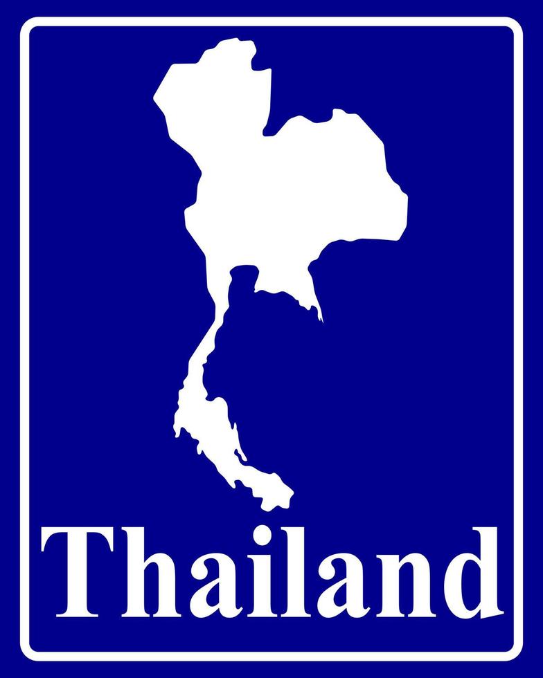 firmar como un mapa de silueta blanca de Tailandia vector