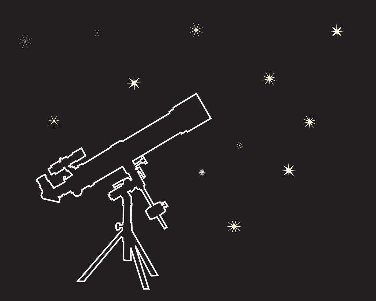 Silhouette of a telescope against the star sky vector