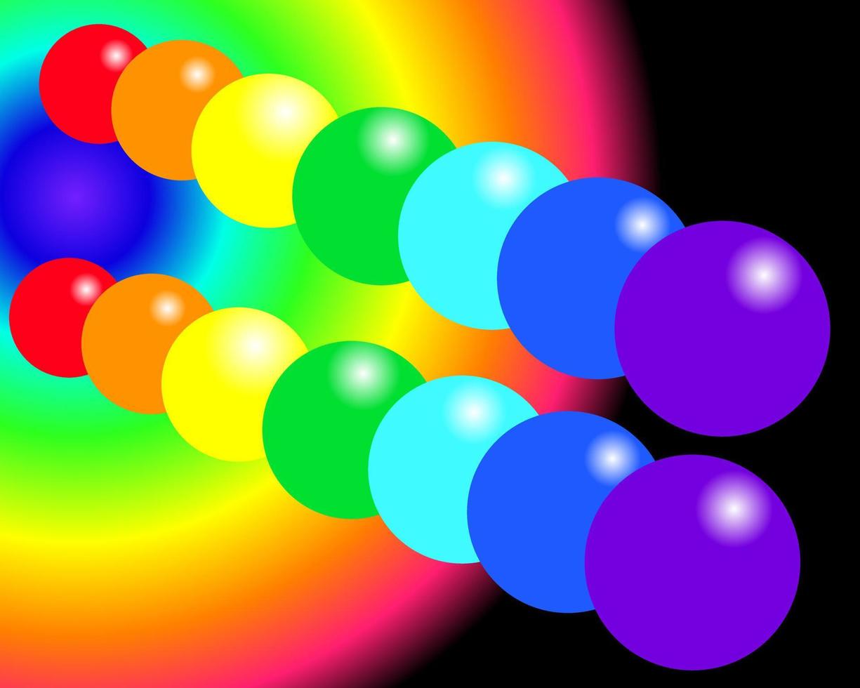 bolas iridiscentes sobre un fondo iridiscente vector