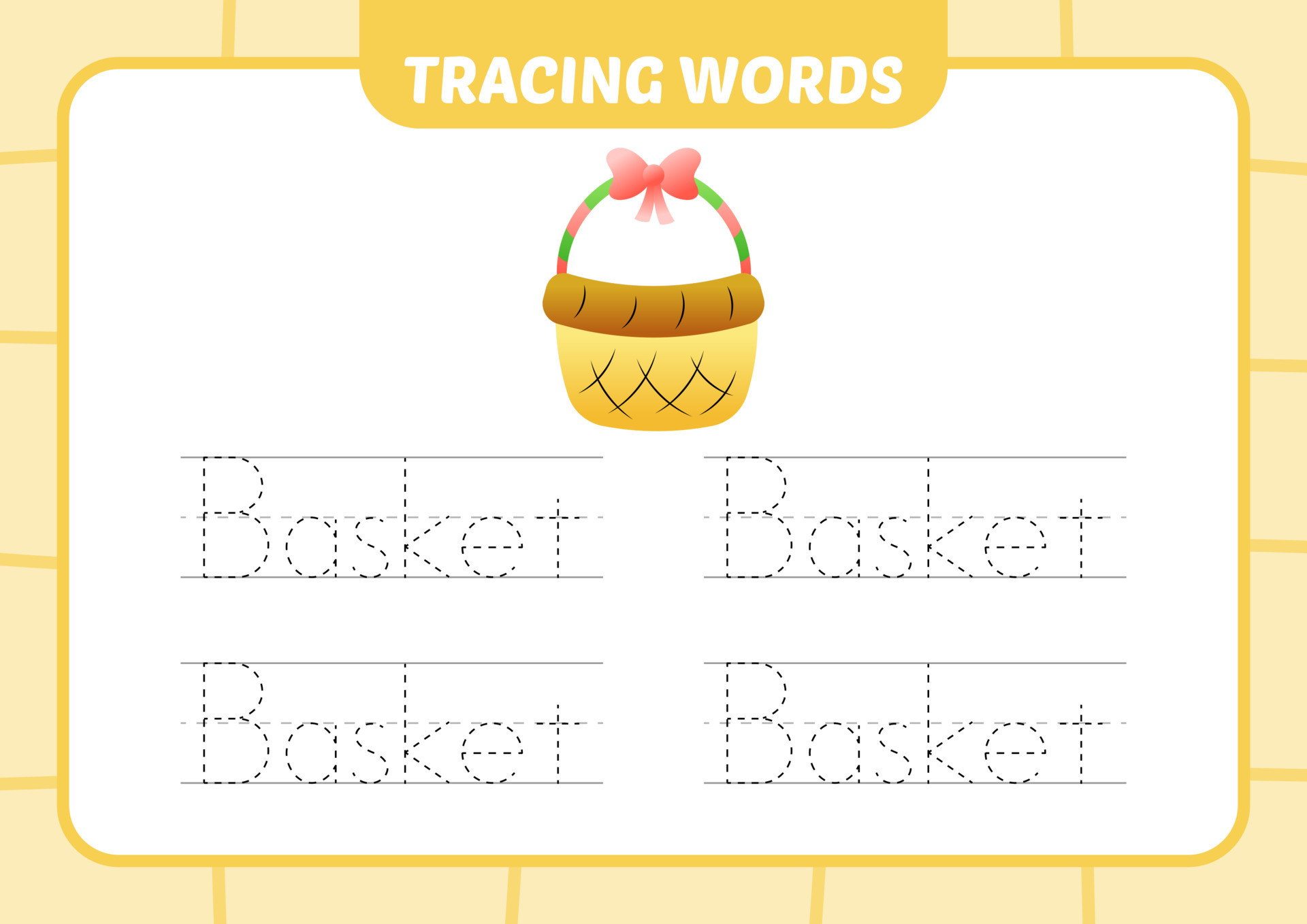 tracing words for kids, basket vector 7724817 Vector Art at Vecteezy