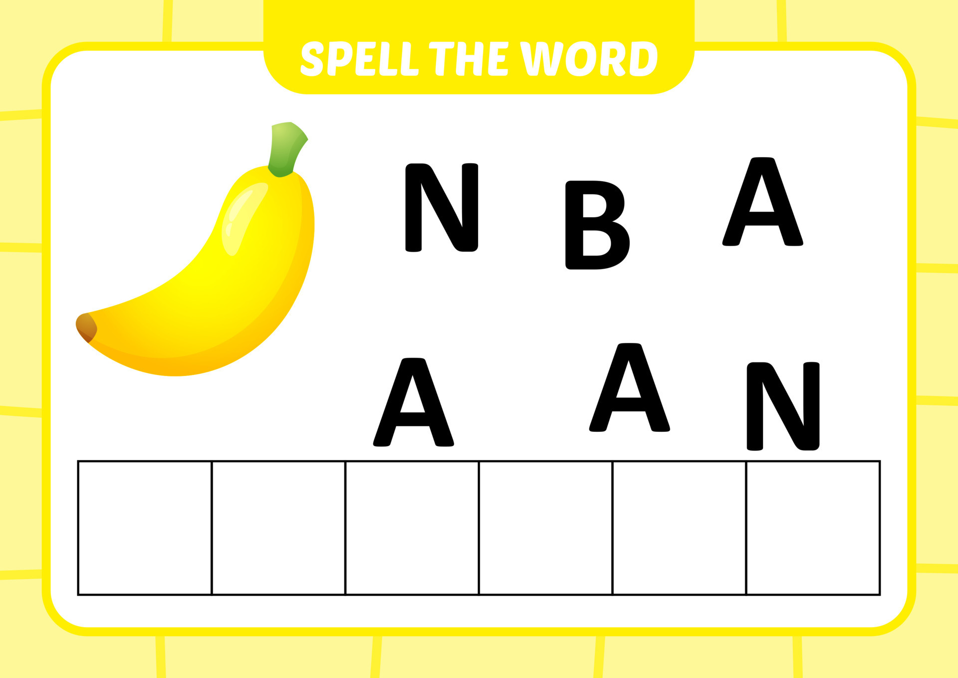 deletrear la palabra para niños, vector de plátano 7724876 Vector en