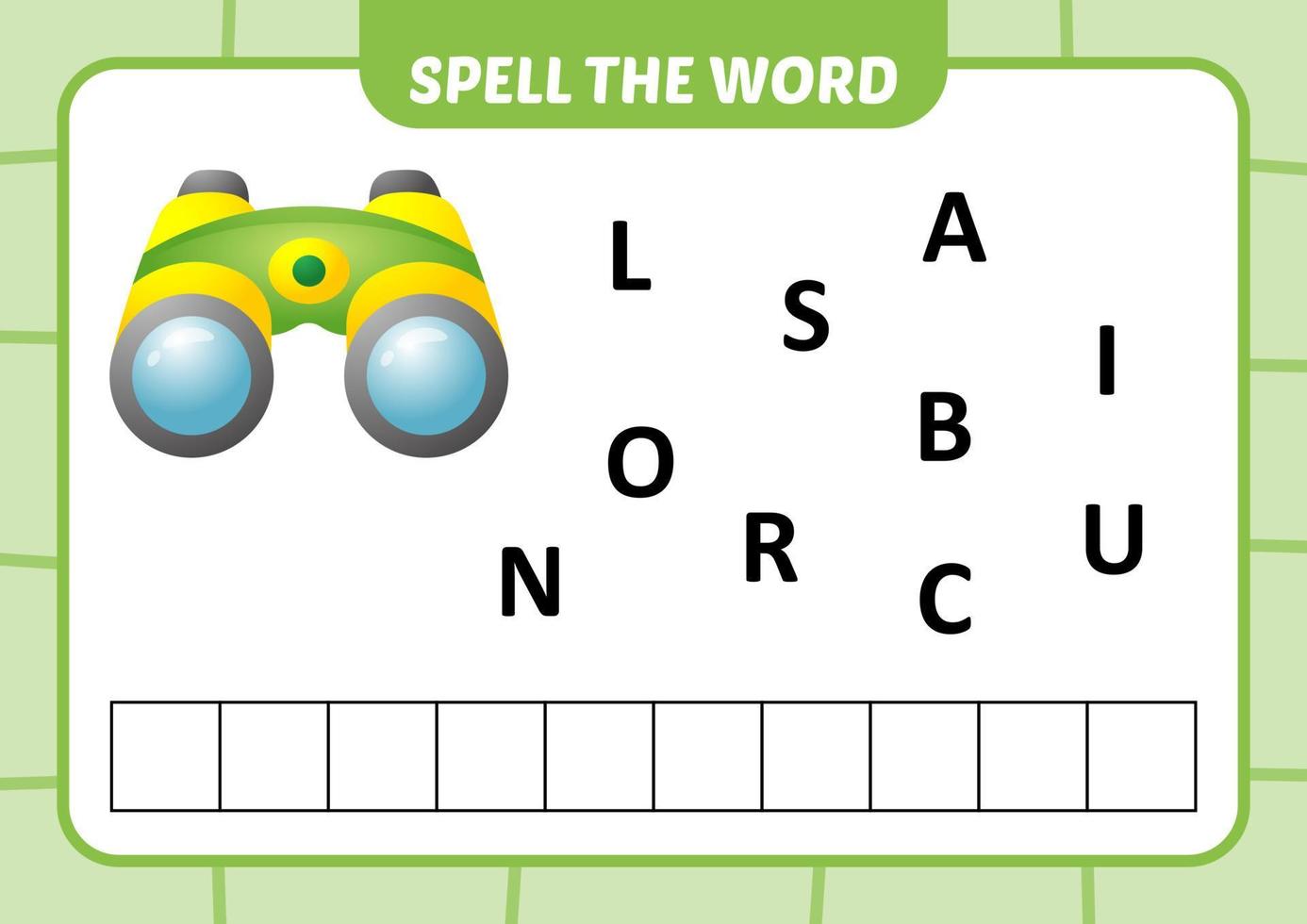 deletrear la palabra para niños, vector de binoculares 7724950 Vector