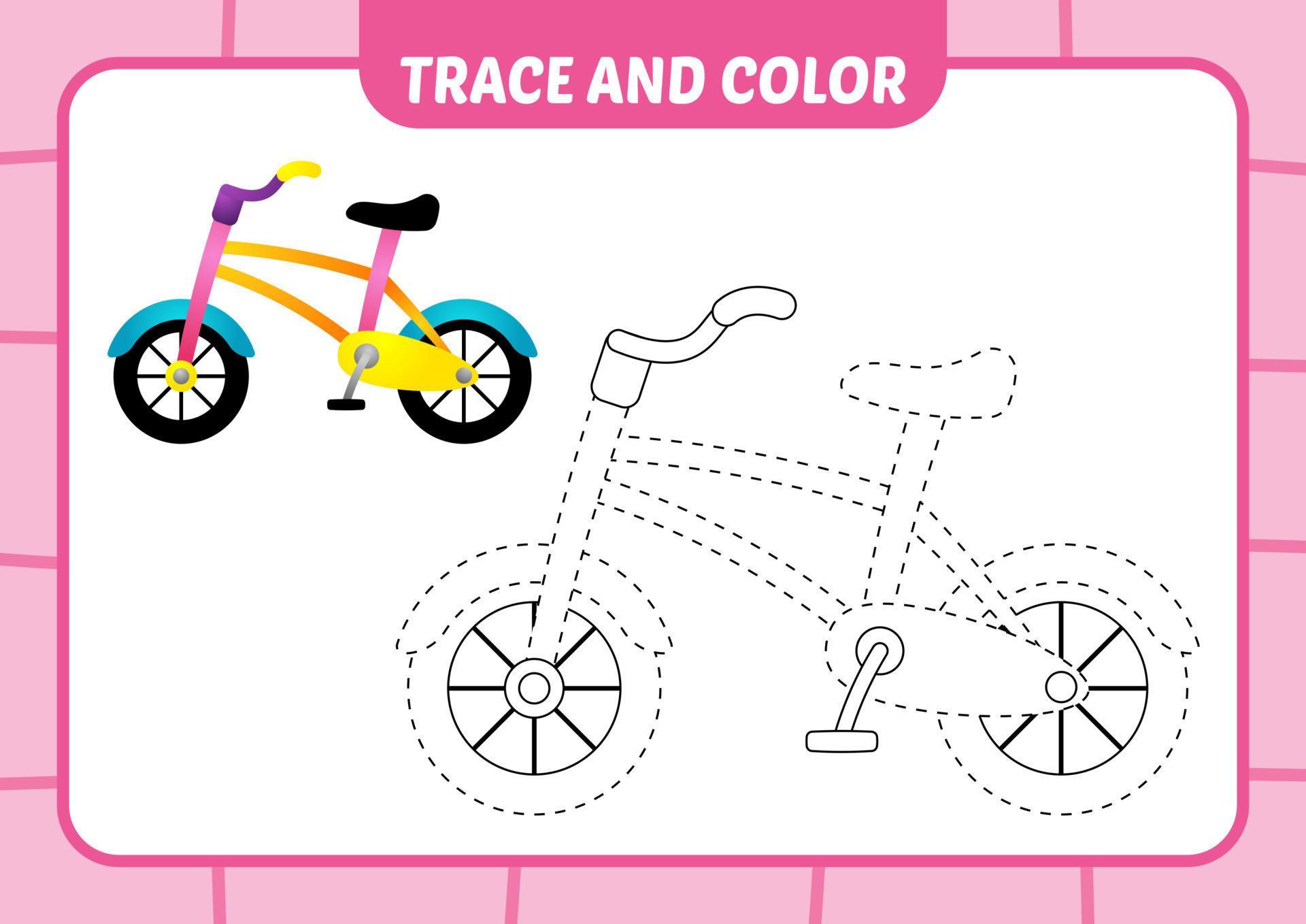 trace and color for kids, bicycle vector 7724972 Vector Art at Vecteezy