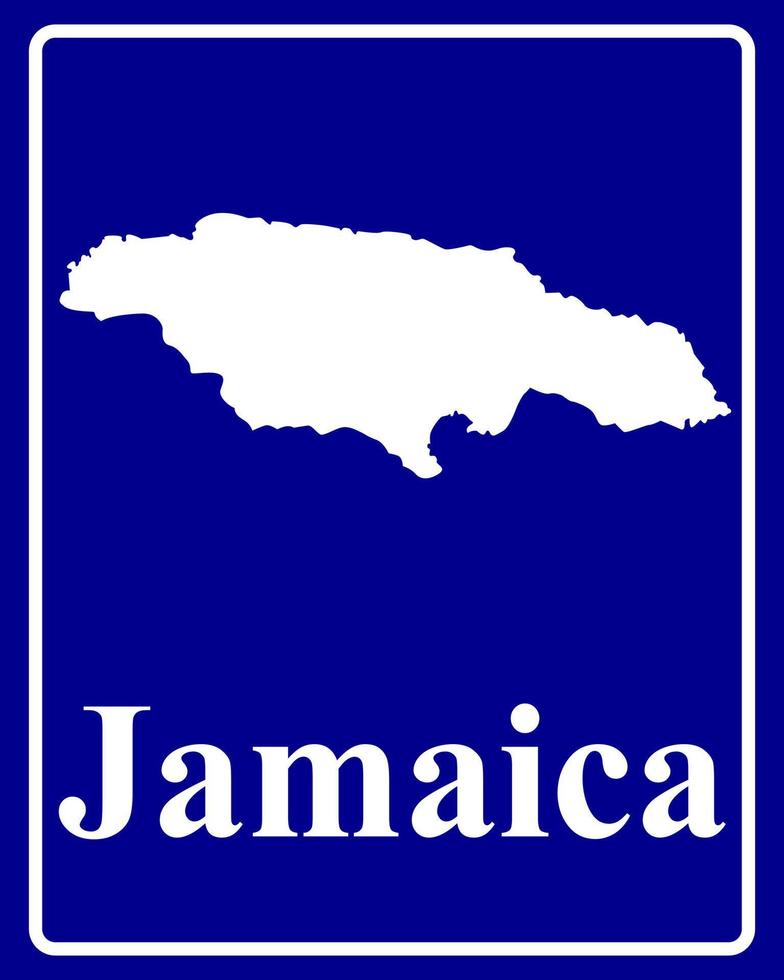 firmar como un mapa de silueta blanca de jamaica vector