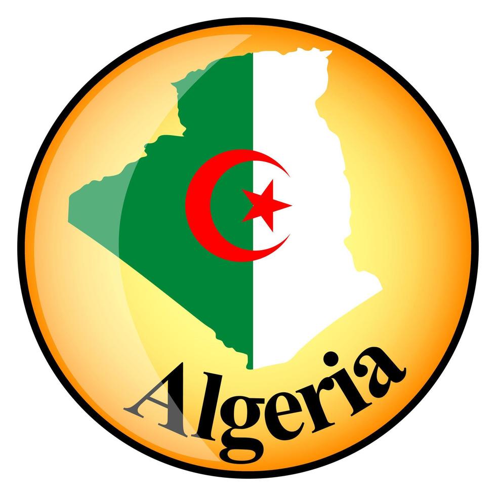 orange button with the image maps of Algeria vector