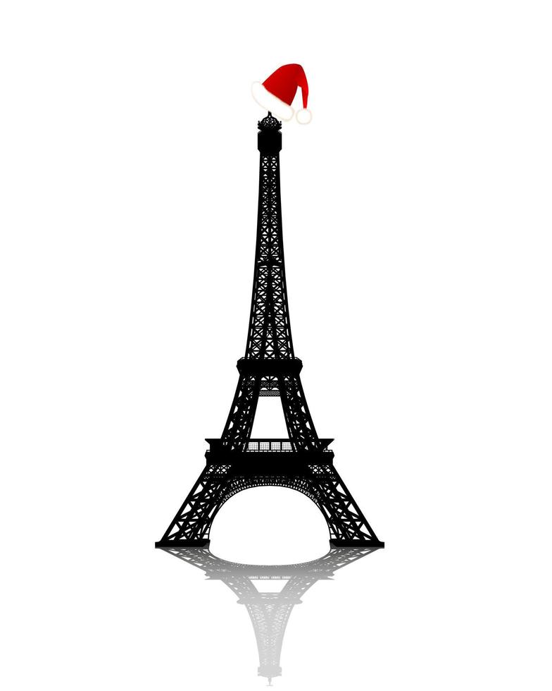 torre eiffel con sombrero rojo de invierno vector