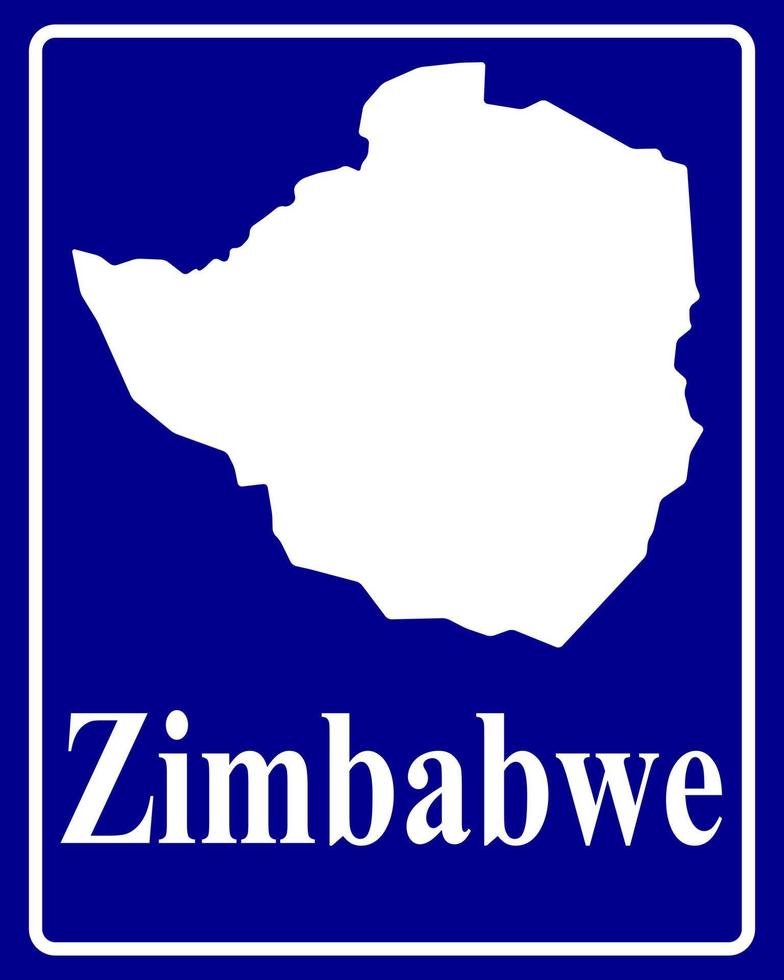 firmar como un mapa de silueta blanca de zimbabwe vector