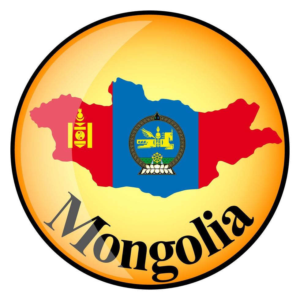orange button with the image maps of Mongolia vector