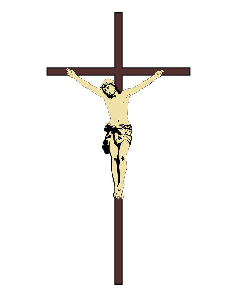 Jesucristo crucificado sobre un fondo blanco. vector