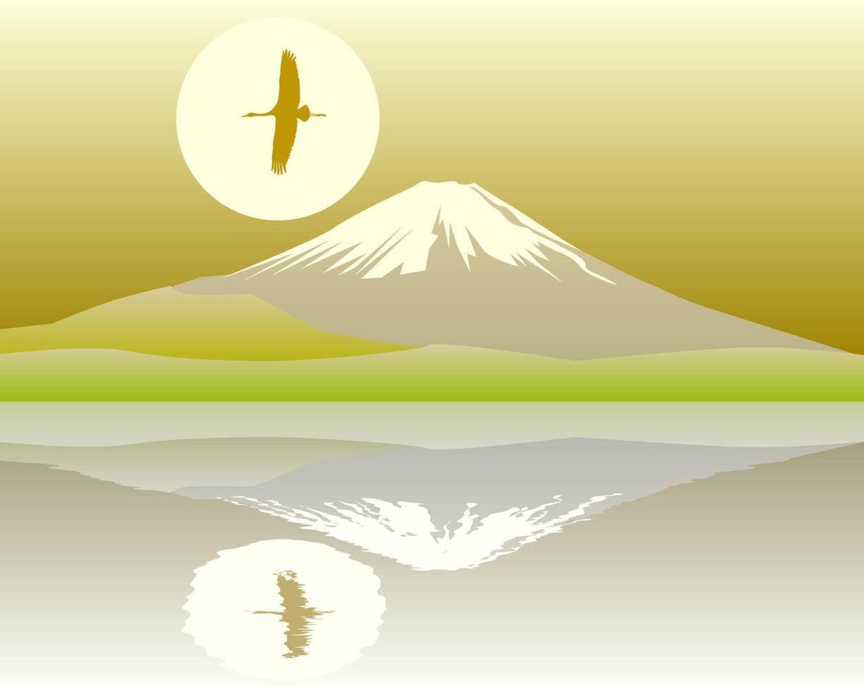 the sacred mountain of Fuji in pastel colors vector