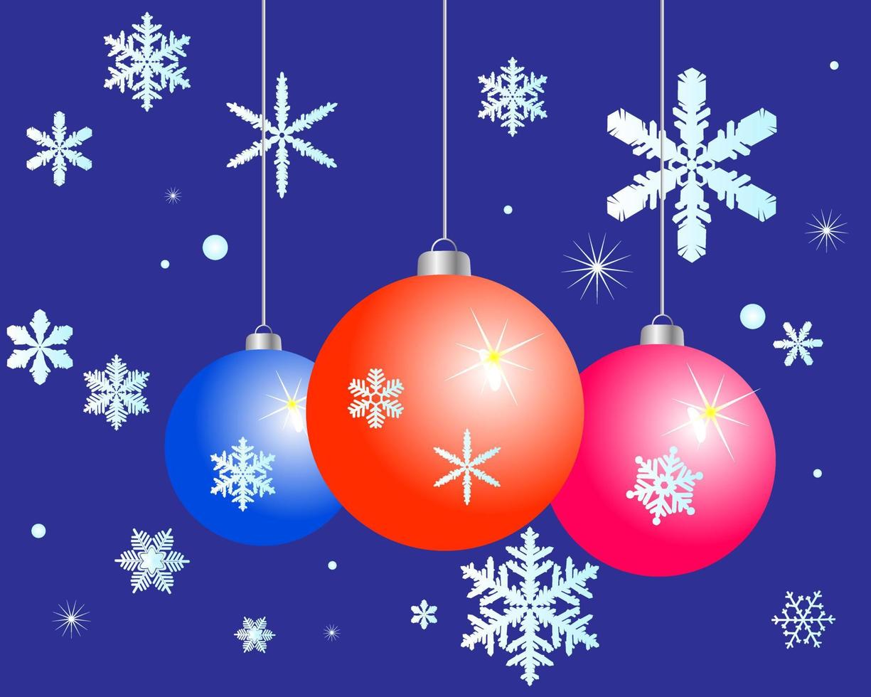 Fur-tree toys and snowflakes vector