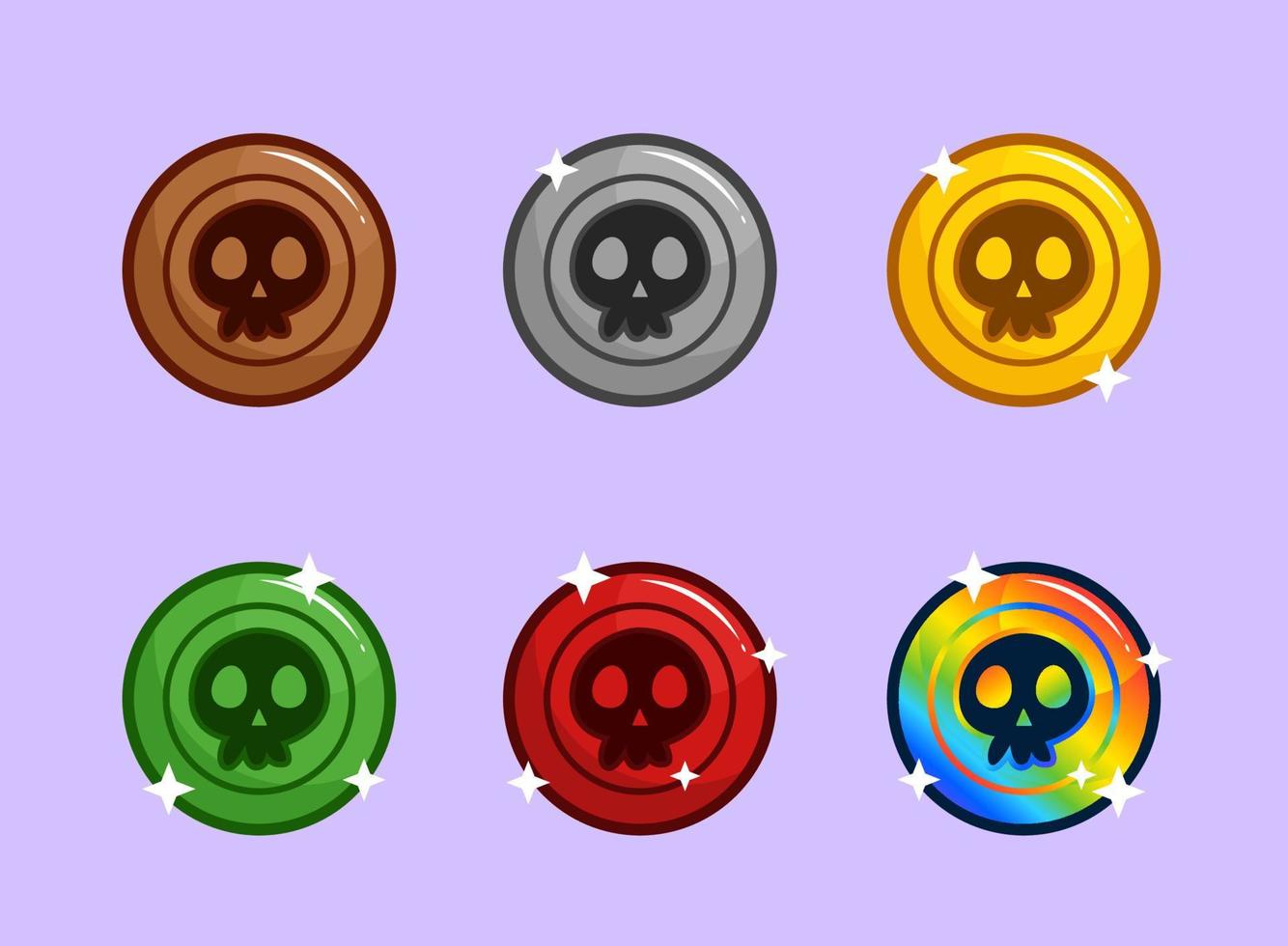 Coin badge emotes with a skull symbol. can be used for twitch or youtube. set illustration vector