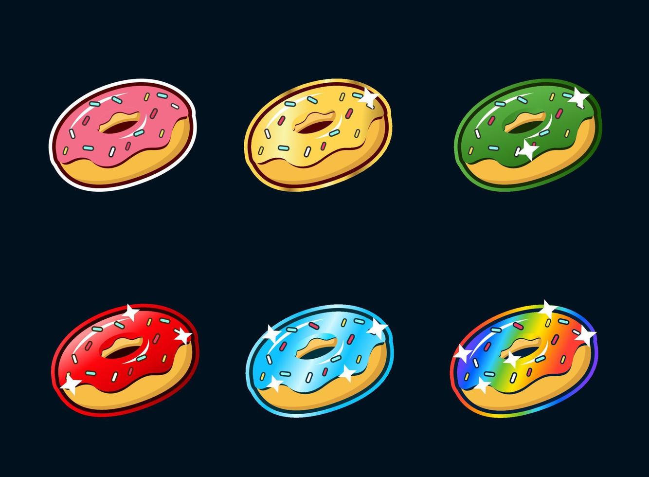 colección de emotes de insignia de donuts. se puede usar para twitch o youtube. establecer ilustración vector