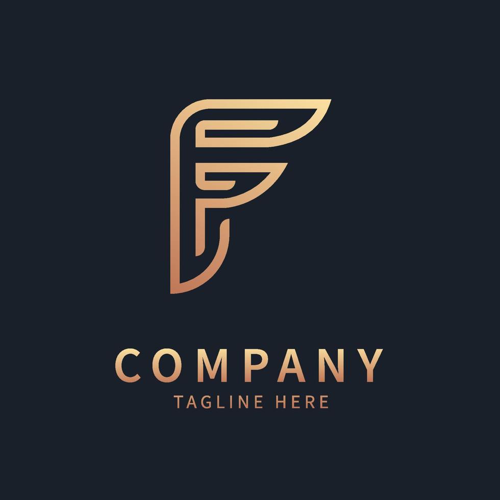 Letter F wings logo icon design monoline luxury vector