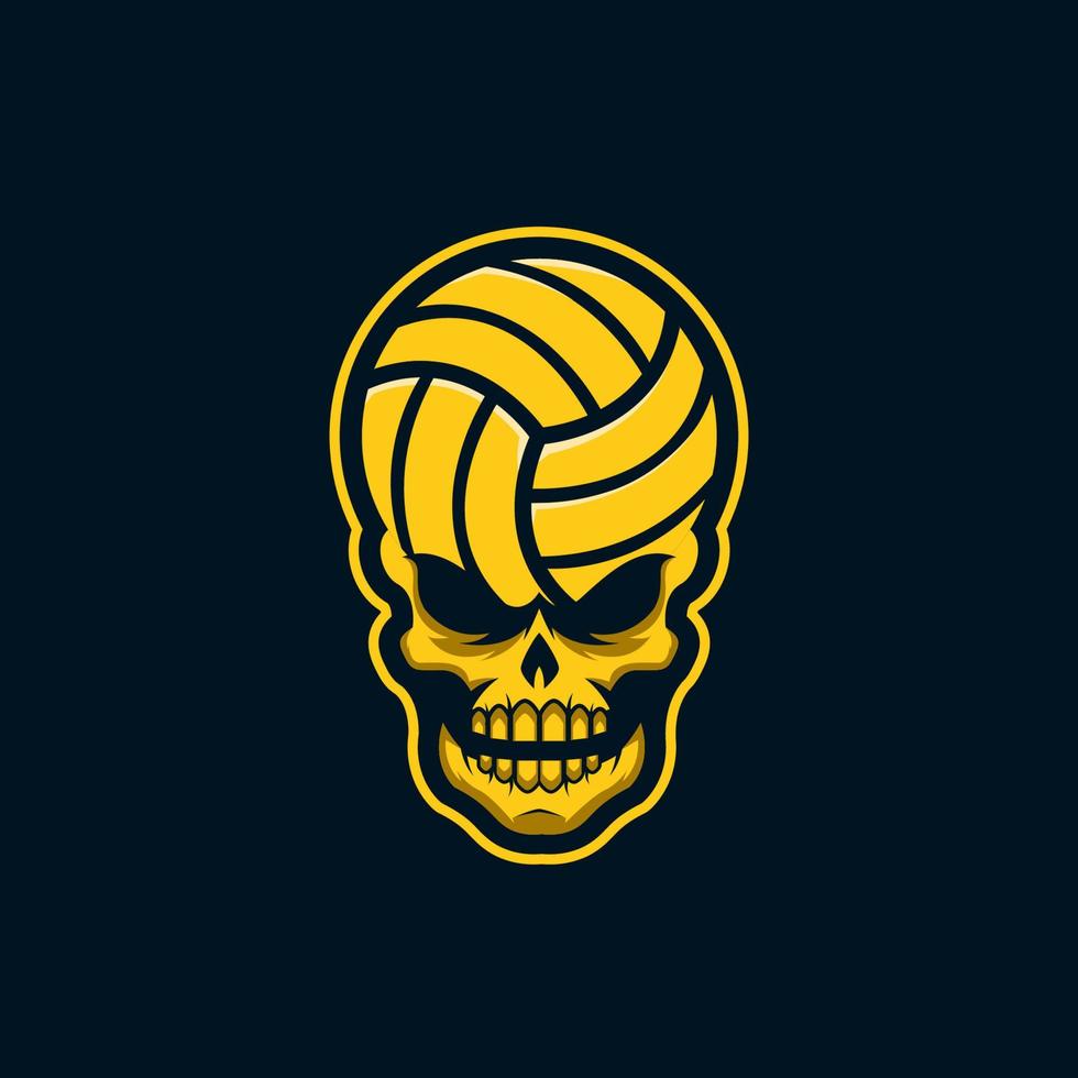 Vollyball Skull illustration logo, Vollybal with skull and inscription vector