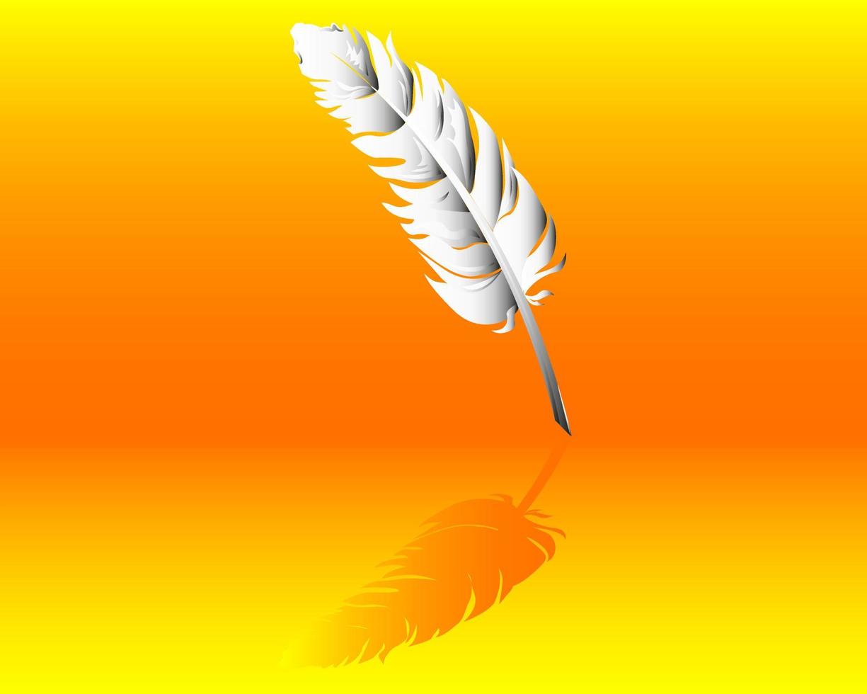 pluma contra un fondo naranja vector