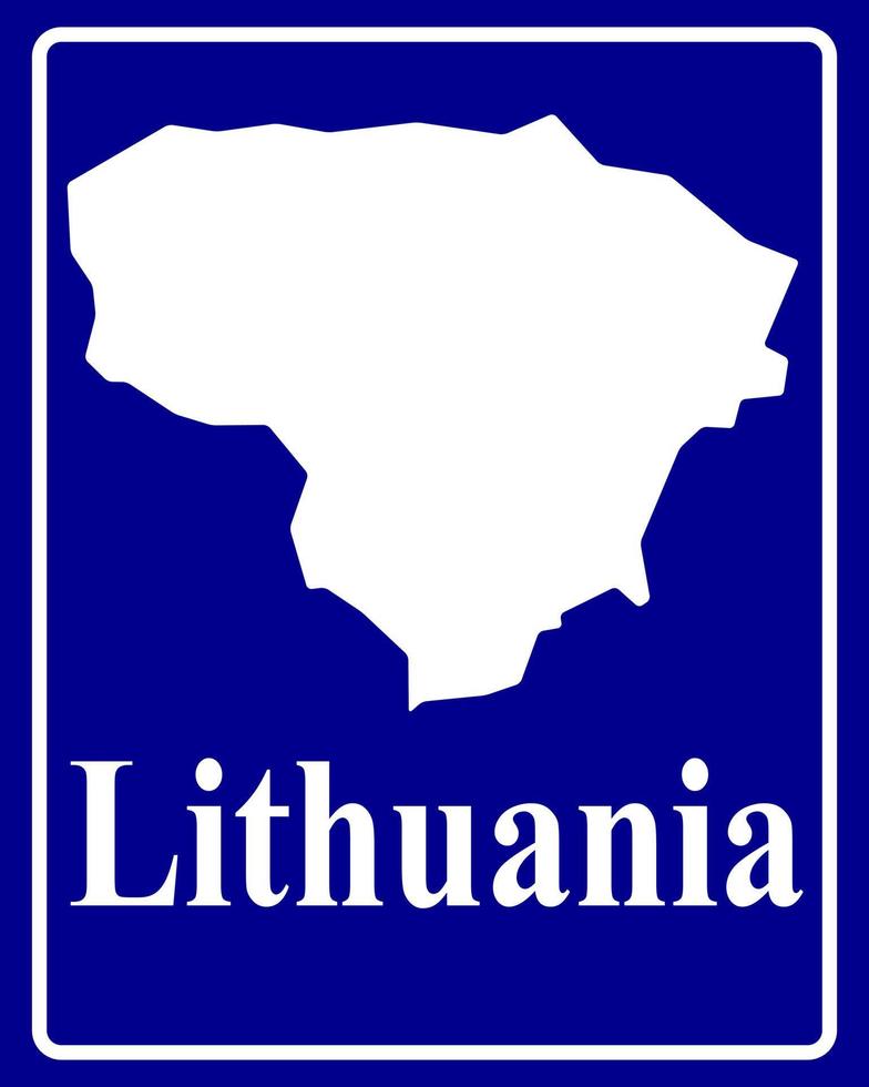 sign as a white silhouette map of Lithuania vector