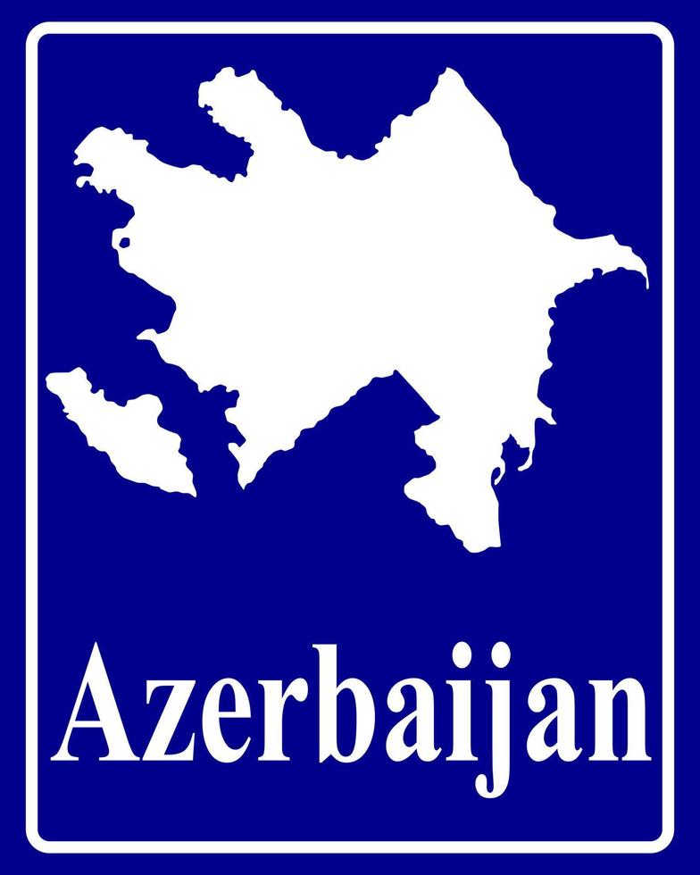 sign as a white silhouette map of Azerbaijan vector