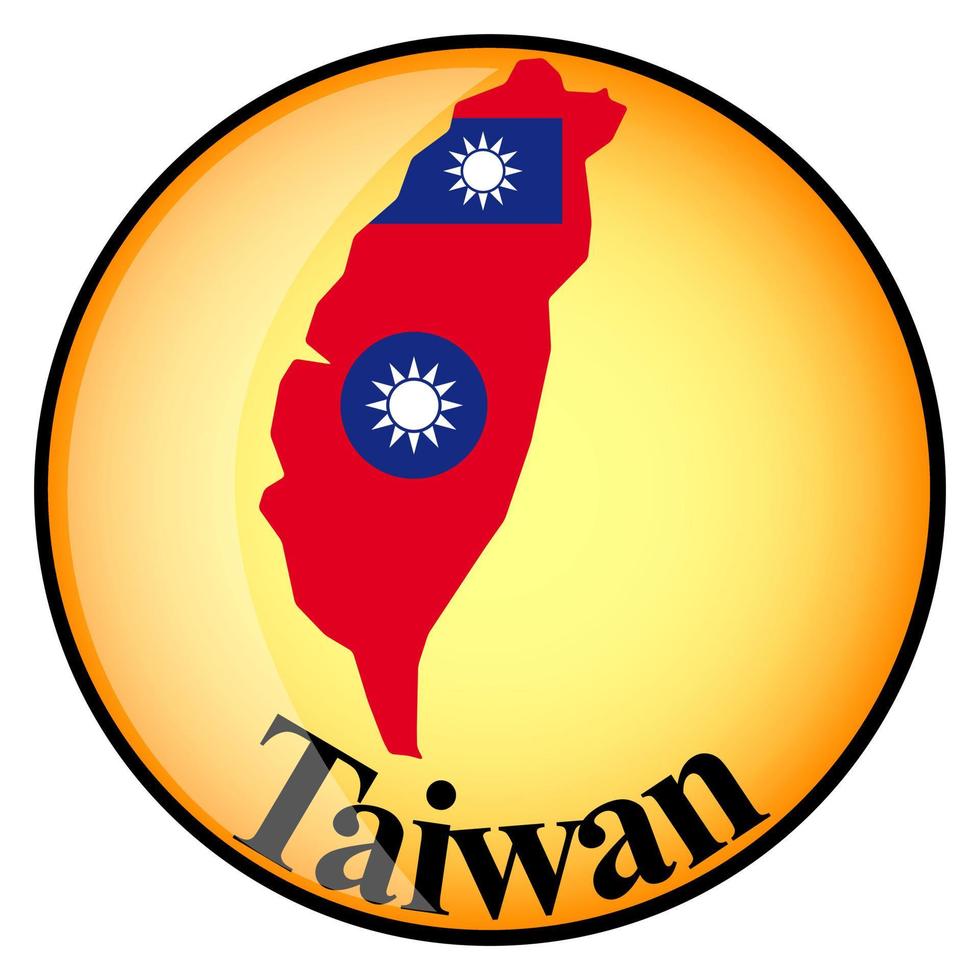 orange button with the image maps of Taiwan vector