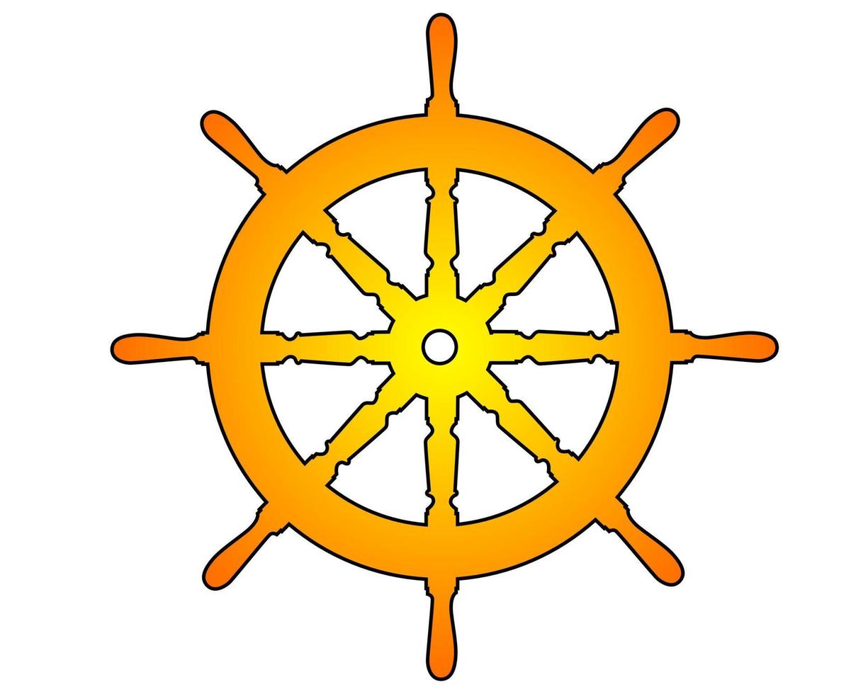 rueda de mar dorada sobre un fondo blanco vector