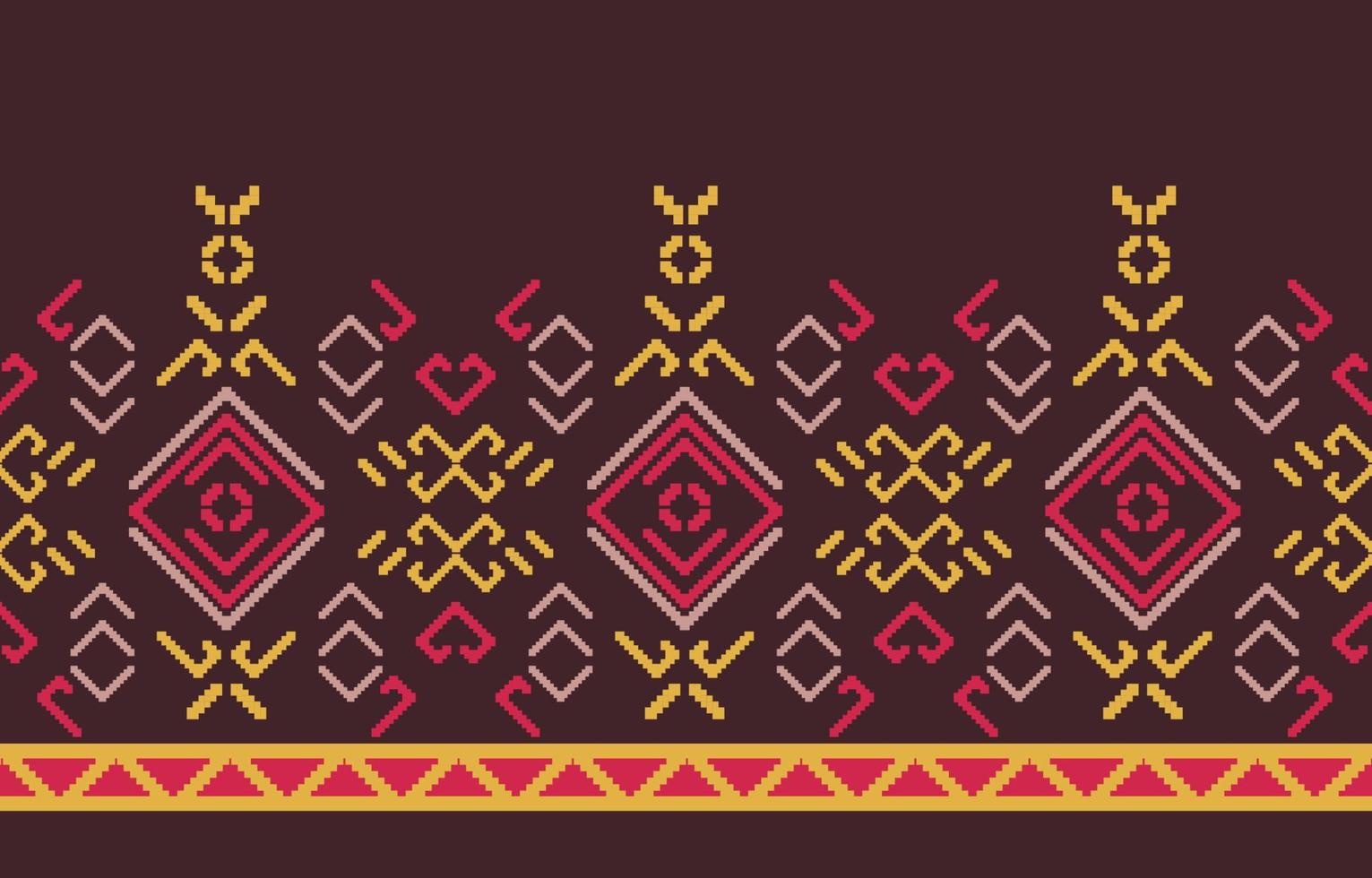 brown ethnic handmade border beautiful art. Navajo seamless pattern in tribal, folk embroidery, Mexican, Peruvian, Indian, Moroccan, Turkey, and Uzbek style. Aztec motif geometric art ornament print. vector