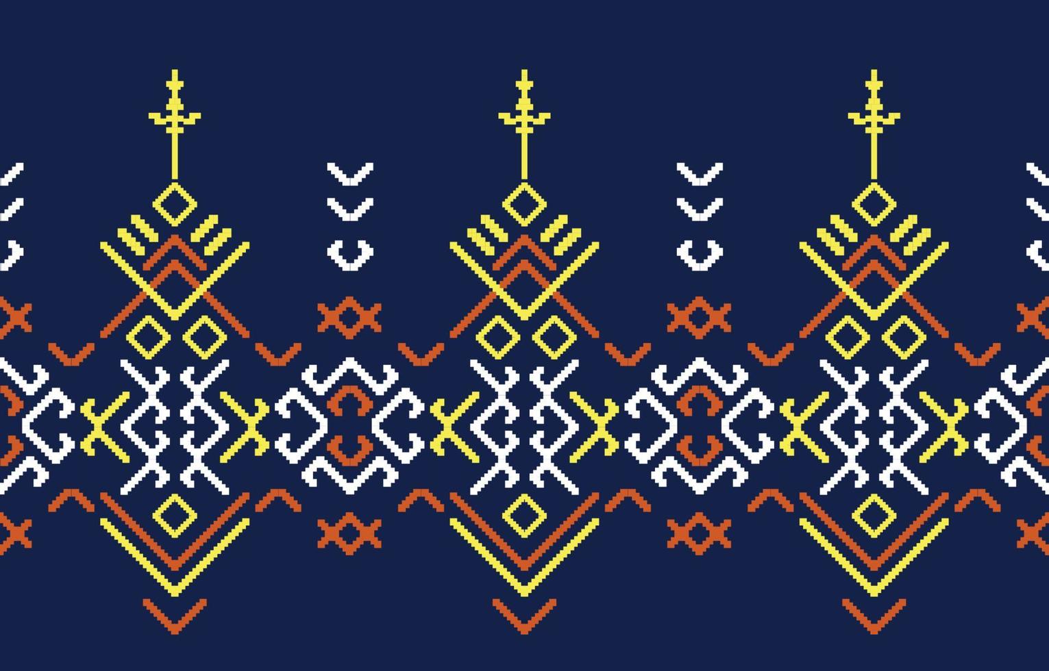 blue ethnic handmade border beautiful art. Navajo seamless pattern in tribal, folk embroidery, Mexican, Peruvian, Indian, Moroccan, Turkey, and Uzbek style. Aztec motif geometric art ornament print. vector