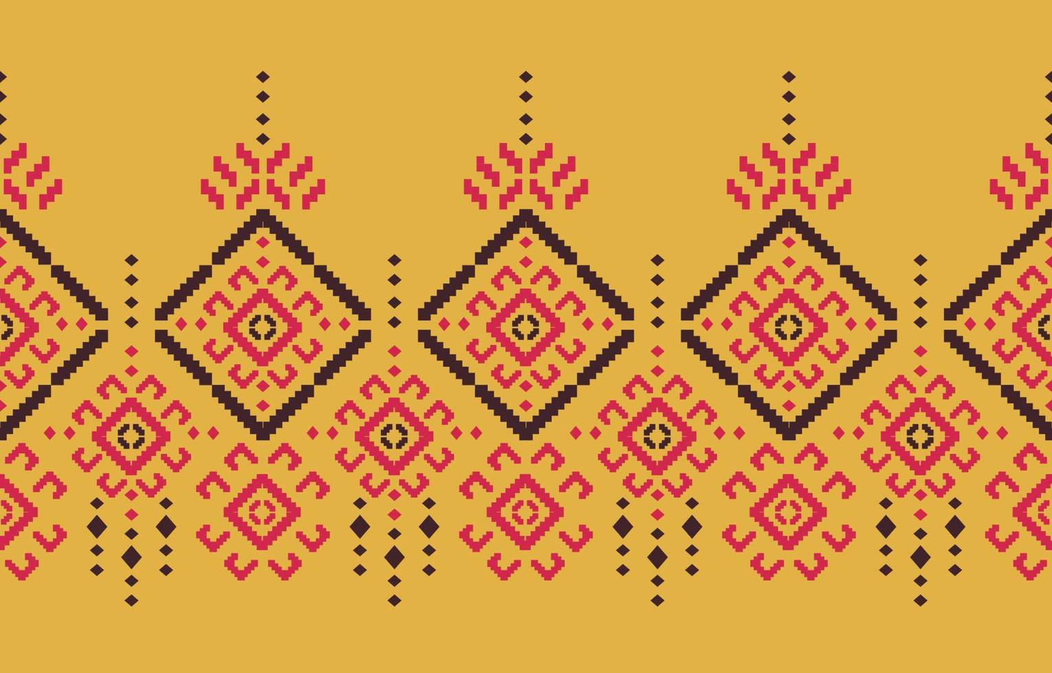 hermoso arte de la frontera étnica amarilla hecha a mano. patrón navajo sin costuras en estilo tribal, bordado popular, mexicano, peruano, indio, marroquí, pavo y uzbeko. impresión de ornamento de arte geométrico azteca. vector