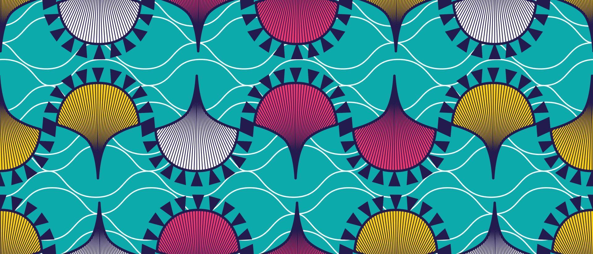 patrón azul étnico africano. hermoso kitenge, chitenge, estilo de cera holandés. diseño de moda en colorido. motivo abstracto geométrico. tradicionales como las estampas ankara y las estampas africanas en cera. vector