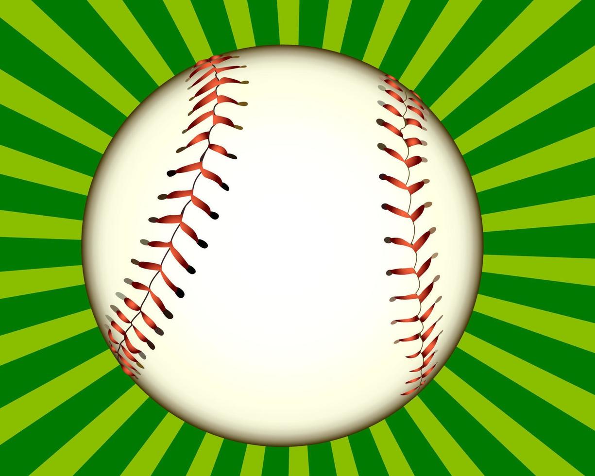 pelota de béisbol en el fondo verde rayado vector