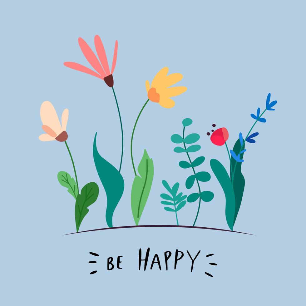 tarjeta de vector de estado de ánimo positivo floral