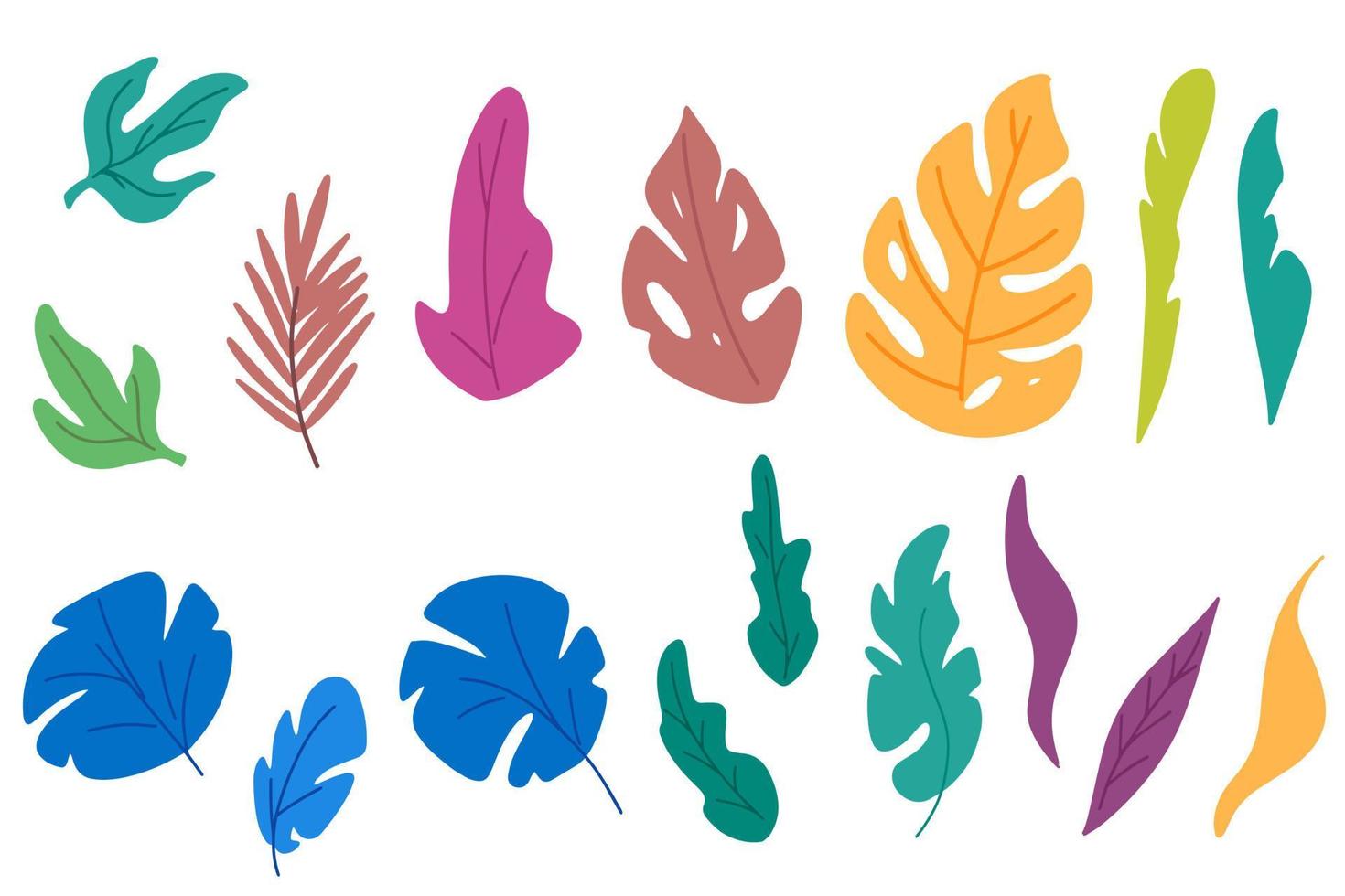 vector de hojas planas de dibujos animados tropicales