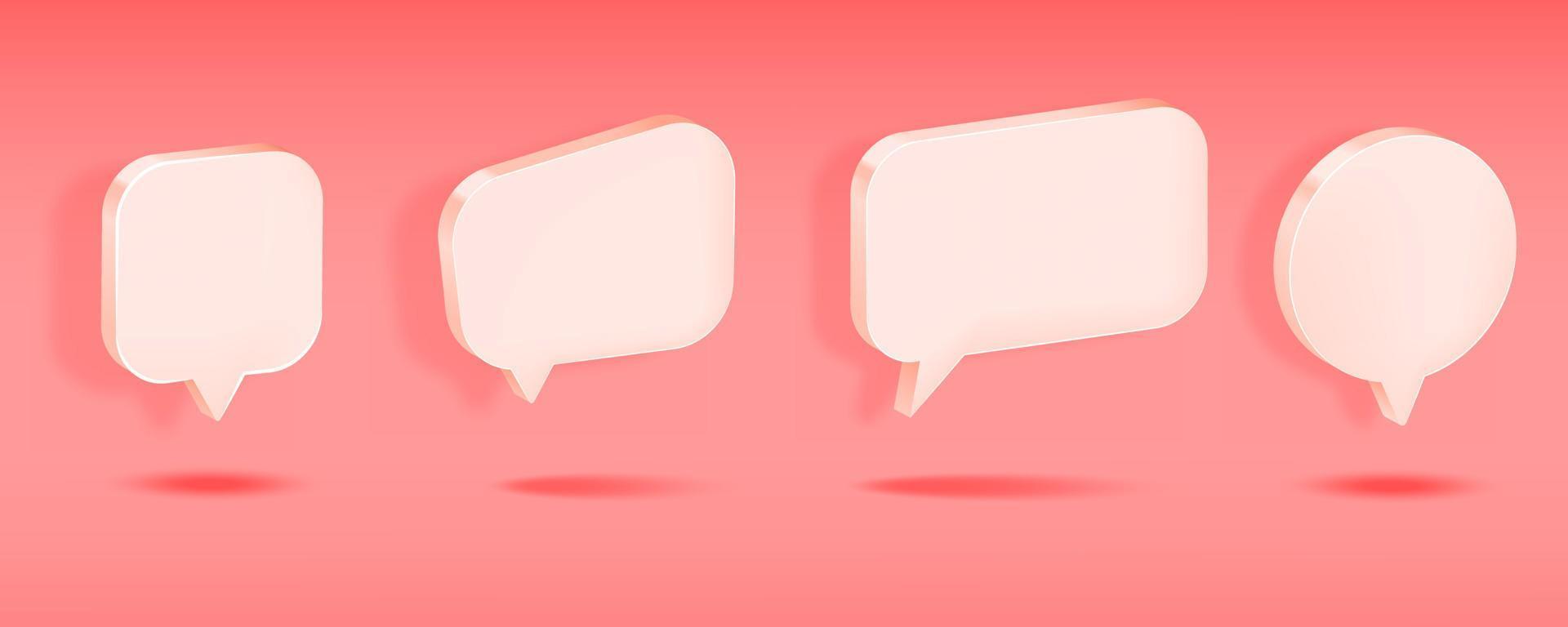 Set of 3d render speech bubble vector