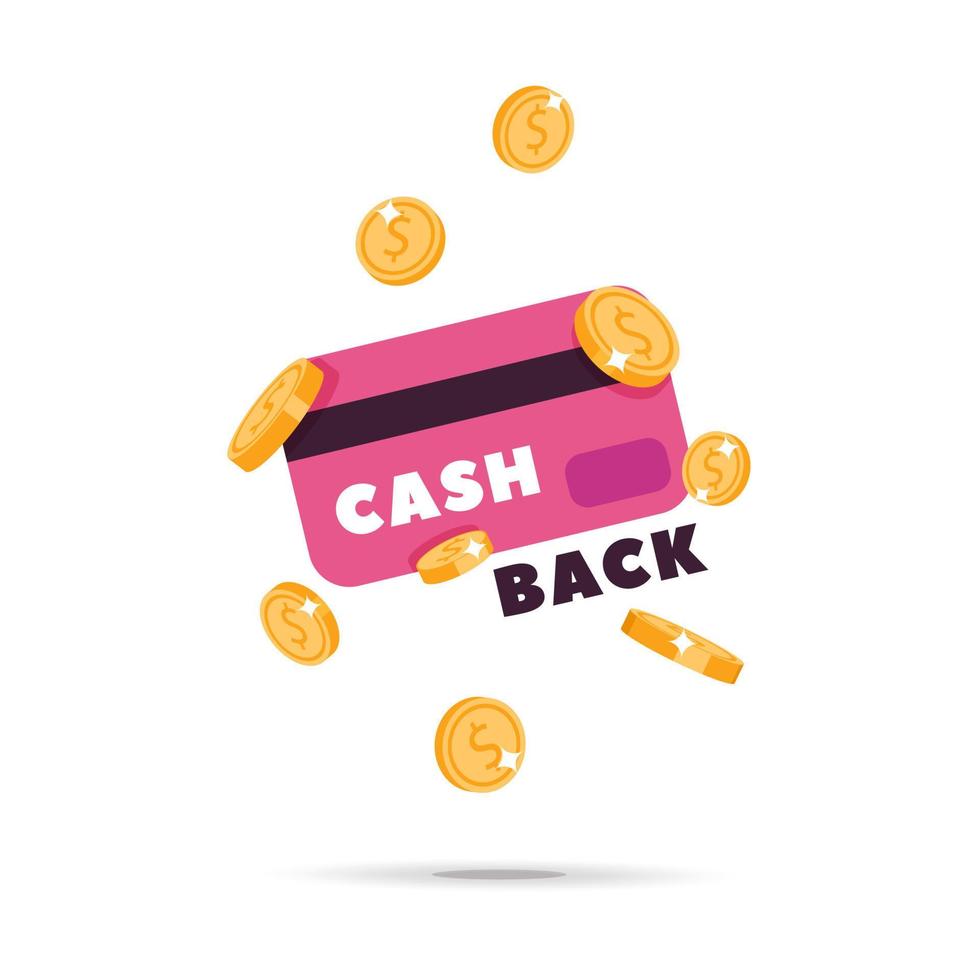 Cash back with bank card vector banner