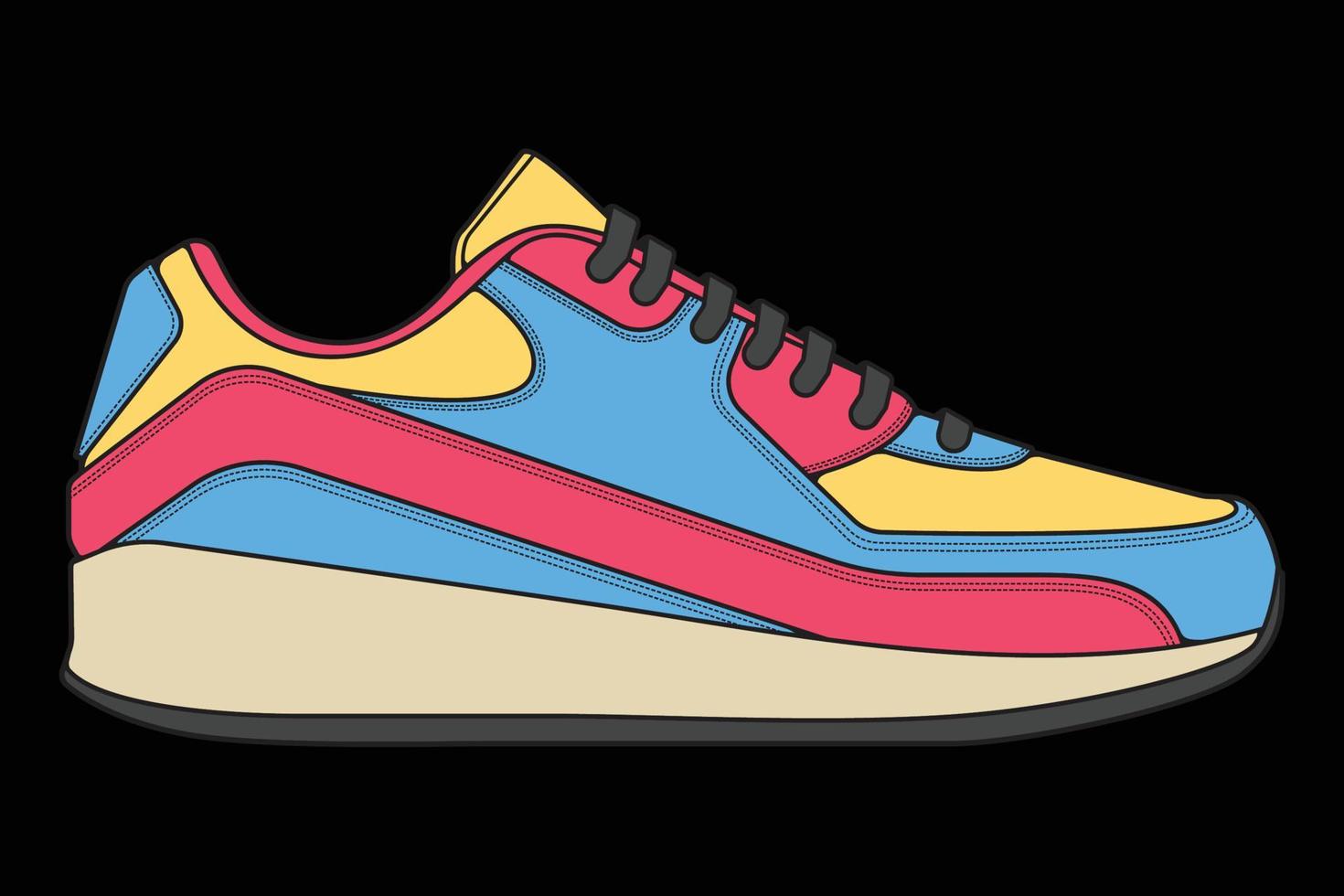 Vector sneakers shoes for training, running shoe vector illustration. Sport shoes color full.